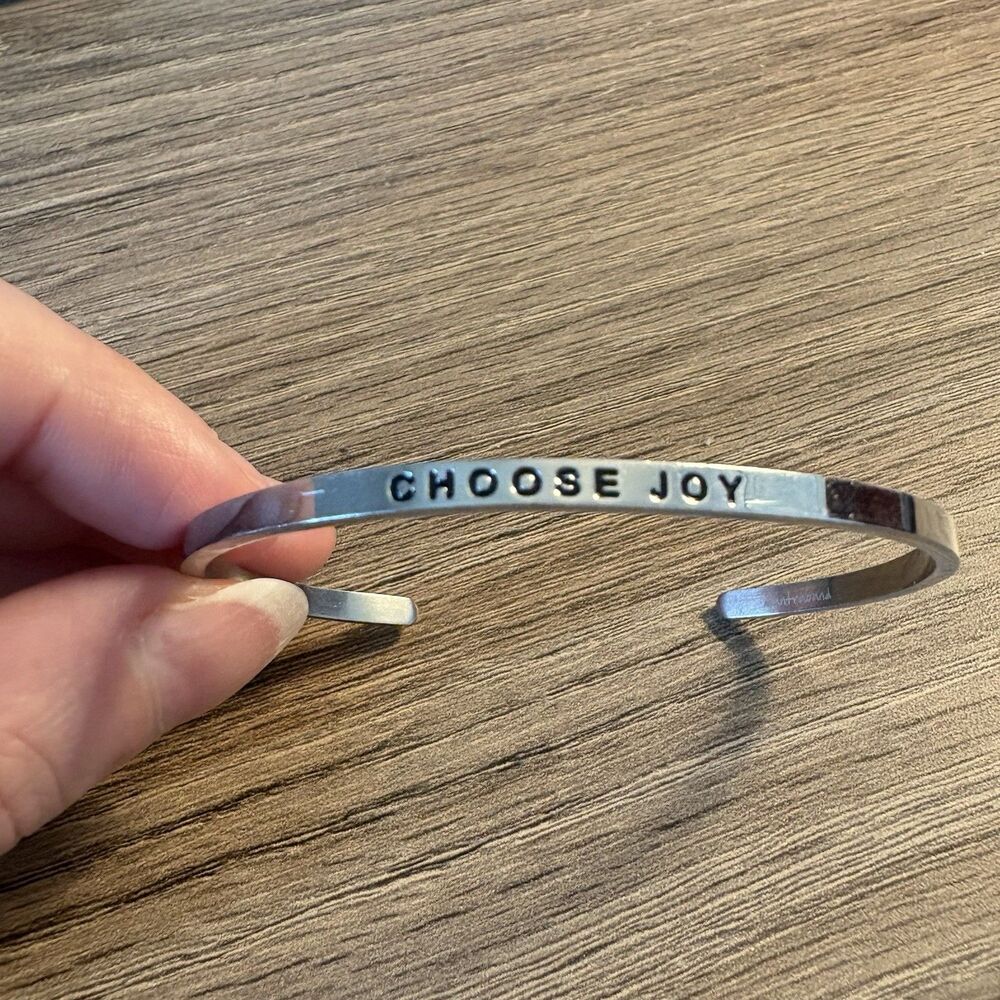 “Choose Joy” Mantraband Stainless Steel Cuff Bracelet One Size